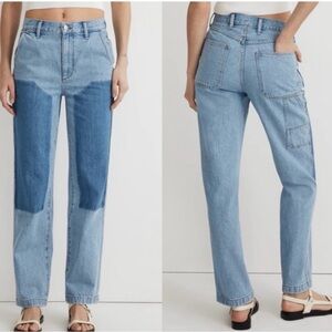 Madewell perfect vintage straight carpenter jeans patch front size 27